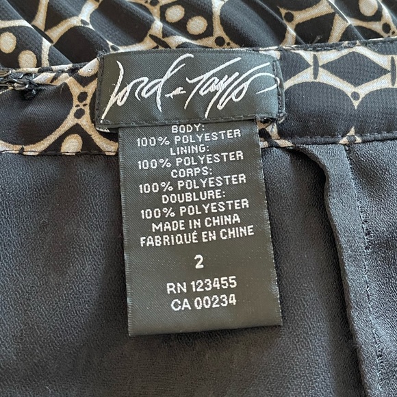 Lord & Taylor pleated black & brown print business casual lined skirt size 2 - Picture 6 of 11